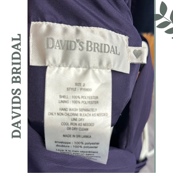 🛍️3/$40 David’s Bridal Purple Chiffon Halter Dresss Lined V Back Strap Size 2 - Picture 6 of 6